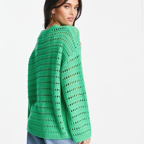 ASOS Green Crochet Sweater with Floral Detail – Size 4 - Picture 4 of 9